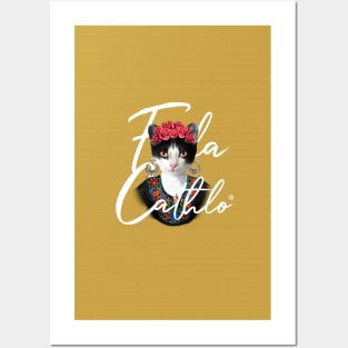 Mostard TXW back Cat Frida Cathlo version of - Frida Kahlo Posters and Art